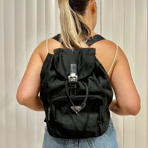 100% authentic PRADA Nylon Tessuto Backpack Black Used